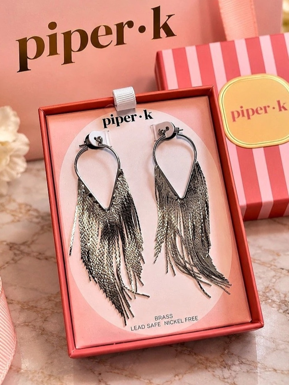 piper·k Fringe Earrings in Gold NWT